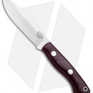 Bark River Mini Tundra Fixed Blade Knife Elmax Burgandy Micarta (4" Satin)