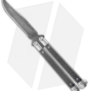Bear & Son 30th Anniversary Butterfly Knife Carbon Fiber (5" Damascus)