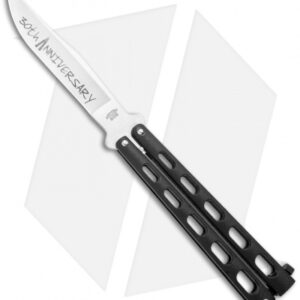 Bear & Son 30th Anniversary 114B Black Butterfly Knife (4.3" Satin)