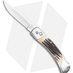 Bear and Son Automatic Lockback Knife Stag Bone (3.5" Satin)