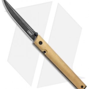 CRKT CEO Liner Lock Blade HQ Exclusive Knife Brass (3.11" Black Stonewash D2)
