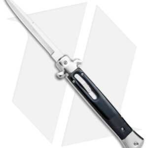 11" Italian Stiletto OTF Automatic Knife Black Marble (4.75" Satin) w/o Clip