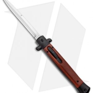 11" Italian Stiletto OTF Automatic Dagger Knife Wood/Black (4.75" Satin)