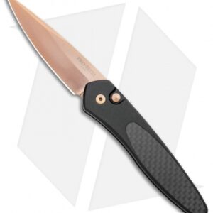 Protech Newport Black Automatic Knife Carbon Fiber (3" Rose Gold)