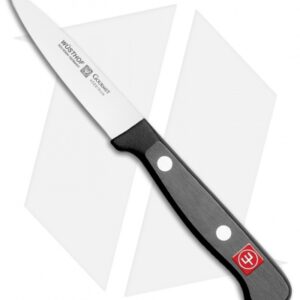 Wusthof Gourmet Spear Point Paring Knife Black (3" Satin)