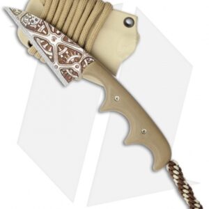 Alan Folts Custom Titanium Minimalist Wharncliffe Neck Knife w/ Tan G10 Handle