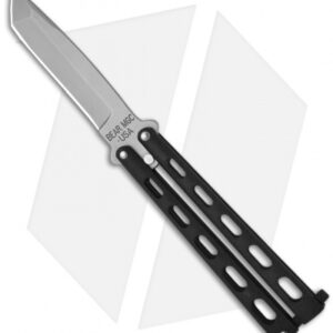 Bear & Son 114AB Large Tanto Butterfly Knife (4" Bead Blast)
